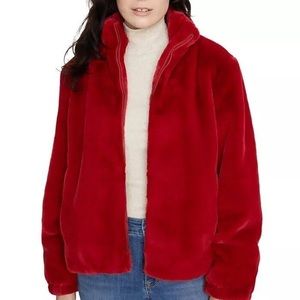 Sanctuary red fur jacket size medium